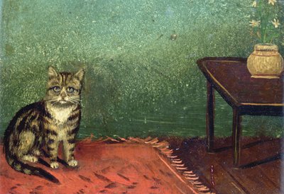 Kot usiadł na macie autorstwa Frederick French