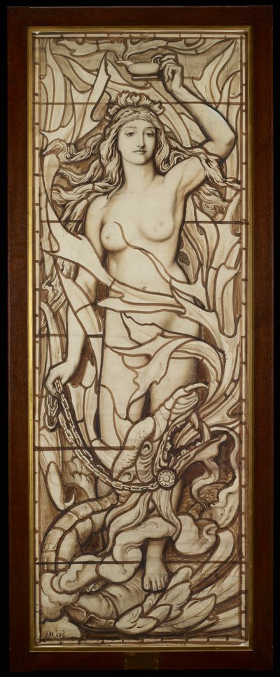 Ogień, z serii Cztery Żywioły, ok.1888-89 (pióro i tusz z zamazania ołówkiem na papierze) autorstwa Frederick G. Smith
