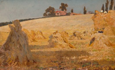 Ścięta kukurydza (olej na płycie) autorstwa Frederick George Cotman