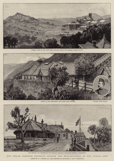 Kłopoty z Indianami na granicy, Murree, kwatera główna armii Pendżabu autorstwa Frederick George Cotman