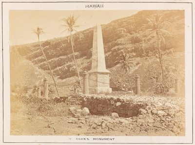 Stacja na Pacyfiku w HMS Triumph - plansza 14, pomnik Cooksa, Hawaje. autorstwa Frederick George Denham Bedford