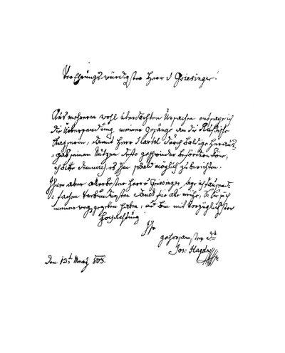 List Franciszka Josepha Haydna do Herr von Griesinger, 1803 1865. autorstwa Frederick George Netherclift