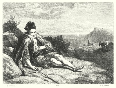 Childe Harold Lorda Byrona, Canto II, Stanza 52 (grawerowanie) autorstwa Frederick Goodall