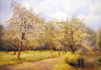 Drzewa w kwiecie (akwarela na papierze) autorstwa Frederick Henry Evans