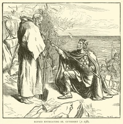Egfrid błagający św. Cuthberta (rycina) autorstwa Frederick Henry Townsend