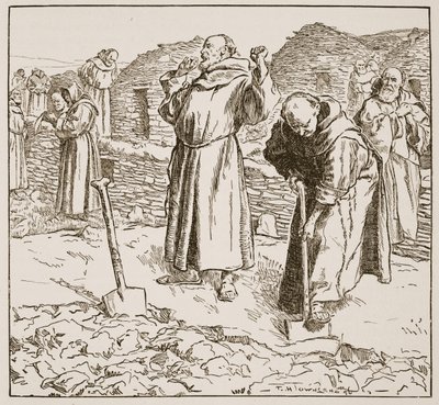Hodowla klasztorna, ilustracja z „Kościoła anglikańskiego: historia dla ludu” autorstwa H.D.M. Spence-Jones, wyd. ok. 1910 (litografia) (zdjęcie w sepii) autorstwa Frederick Henry Townsend