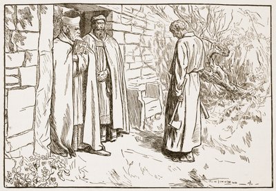 Owini w klasztorze, ilustracja z „Kościoła anglikańskiego: historia dla ludu” autorstwa H.D.M. Spence-Jones, wyd. ok. 1910 (zdjęcie w sepii) autorstwa Frederick Henry Townsend