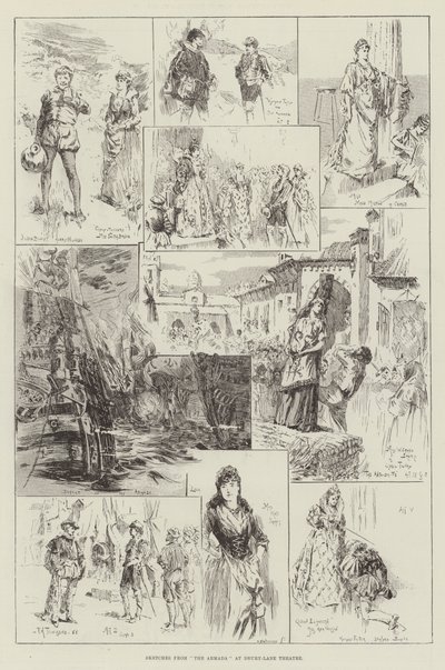 Szkice z Armady w Drury-Lane Theatre autorstwa Frederick Henry Townsend