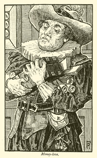 Miłość do pieniędzy (grawerowanie) autorstwa Frederick Hurten Rhead