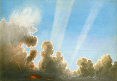 Burza z piorunami przechodząca nad Czarnym Krajem, Zachód Słońca (wc i ołówek na papierze) autorstwa Frederick Joseph Butler Lines