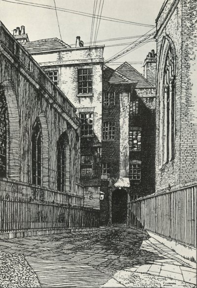Południowa strona holu w Cliffords Inn w City of London, c1903, 1934. autorstwa Frederick Landseer Maur Griggs