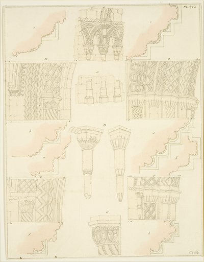 Szczegóły College Gateway (ołówek na papierze) autorstwa Frederick Mackenzie