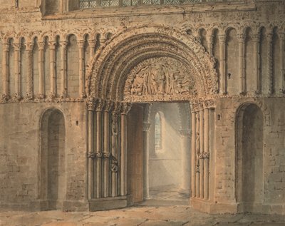 Zachodnie drzwi, katedra w Rochester, Kent autorstwa Frederick Mackenzie