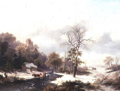 Podróżujący w zimowym krajobrazie autorstwa Frederick Marianus Kruseman