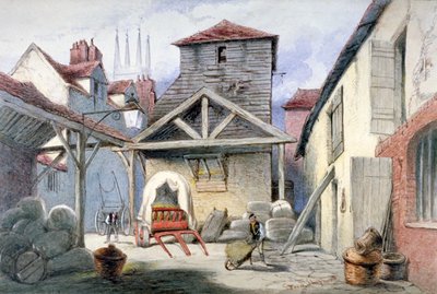 Dziedziniec Rose Inn, Farringdon Street, City of London, 1838. autorstwa Frederick Napoleon Shepherd