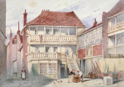Widok na tawernę French Horn, Holborn, Londyn, 1840 autorstwa Frederick Napoleon Shepherd