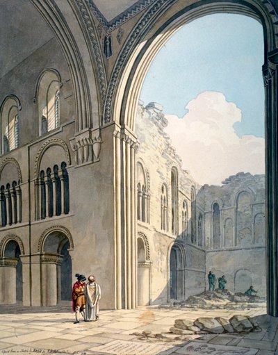 Chór kościoła św Bartłomieja Wielkiego podczas remontu, Smithfield, City of London, 1815 autorstwa Frederick Nash