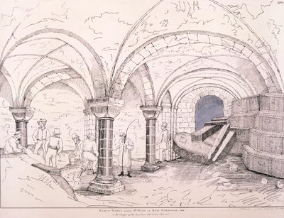 Krypta St Mary-le-Bow, ok. 1819 autorstwa Frederick Nash