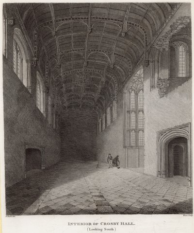 Wnętrze Crosby Hall od strony południowej autorstwa Frederick Nash