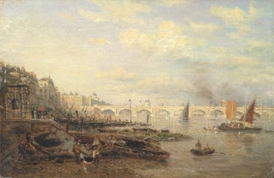 Tamiza i most Waterloo z Somerset House, ok. 1820-30 (olej na panelu) autorstwa Frederick Nash