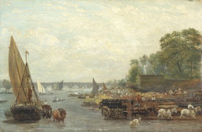Westminster Bridge, ok. 1820-30 (olej na panelu) autorstwa Frederick Nash