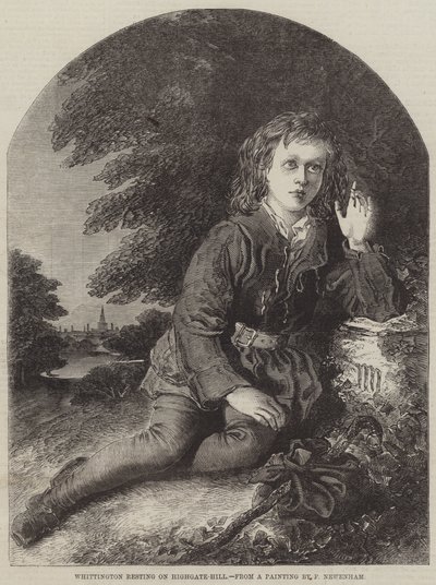 Whittington odpoczywający na Highgate-Hill autorstwa Frederick Newenham