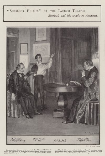 Przedstawienie Sherlocka Holmesa w Lyceum Theatre w Londynie (lito) autorstwa Frederick Pegram