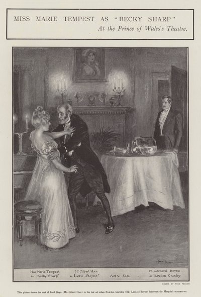 Miss Marie Tempest jako Becky Sharp w Teatrze Księcia Walii w Londynie (lito) autorstwa Frederick Pegram