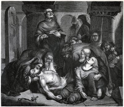 Pogrzeb Harolda w opactwie Waltham, 1847 autorstwa Frederick Richard Pickersgill