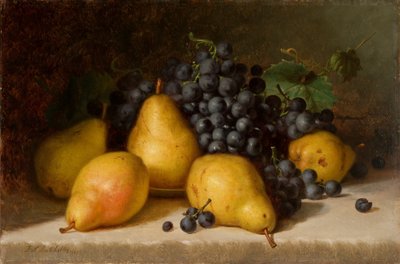 Winogrona i gruszki 1877 (olej na panelu) autorstwa Frederick S. Batcheller