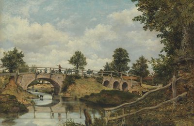 Stary most w Hendon, Middlesex, ca. 1828. autorstwa Frederick W Watts