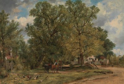 Krajobraz z domkami autorstwa Frederick W. Watts