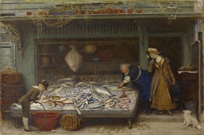 Sklep rybny, 1873 (wc na papierze) autorstwa Frederick Walker