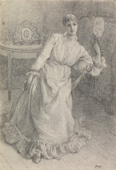 Panna Maria Ansdell (ołówek na papierze ułożony na karcie) autorstwa Frederick Walker