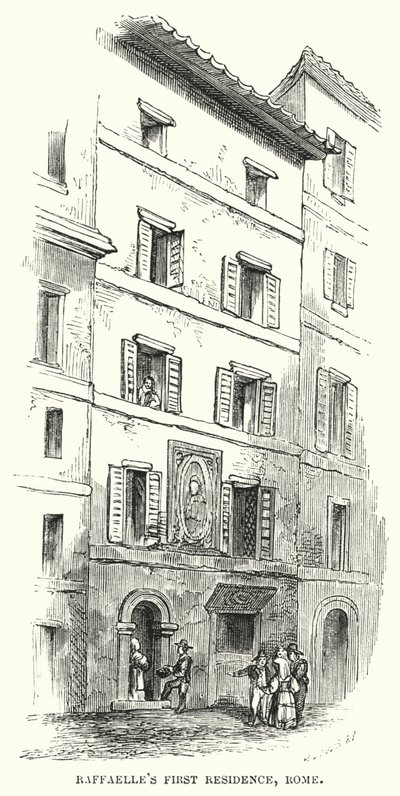 Pierwsza rezydencja Raffaelle, Rzym (grawerowanie) autorstwa Frederick William Fairholt