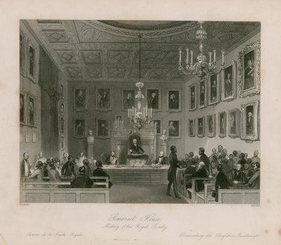 Somerset House, spotkanie Towarzystwa Królewskiego autorstwa Frederick William Fairholt