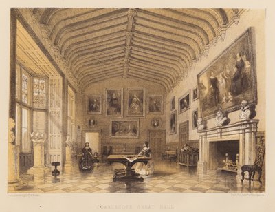 Wielka Sala Charlecote (akwatinta) autorstwa Frederick William Hulme