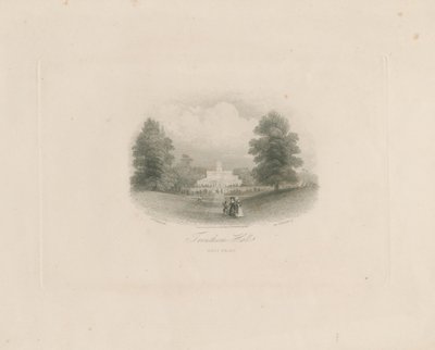 Trentham Hall: grawerowanie (winietowane), bd [ok. 1843] (druk) autorstwa Frederick William Hulme