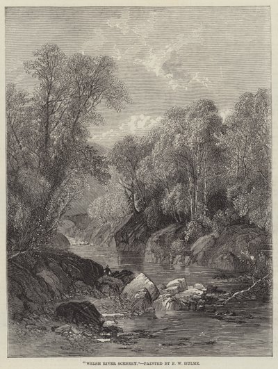 Walijska sceneria rzeki autorstwa Frederick William Hulme