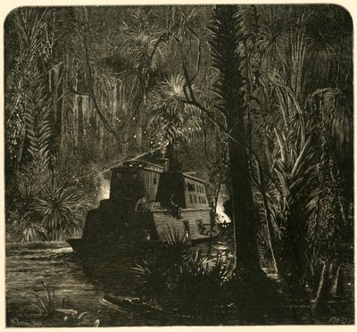 „Podchodząc nocą po rzece Ocklawaha”, 1872 r. autorstwa Frederick William Quartley
