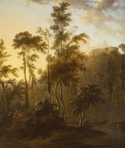Włoski pejzaż z rybakami autorstwa Frederick de Moucheron