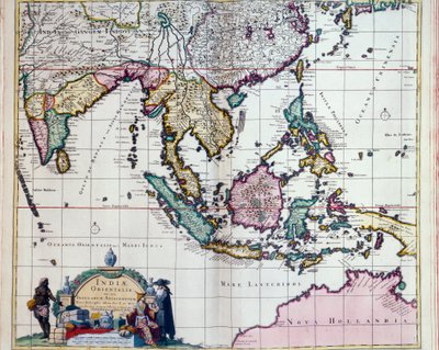 Geografia: mapa Indii Wschodnich Fryderyka de Witta (aktywna ok. 1650 r.) XVII-wieczny Paryż, B.N. autorstwa Frederick de Wit