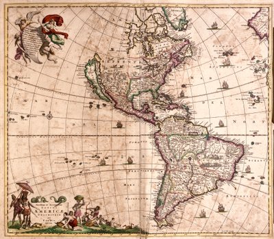 Mapa Ameryki (akwaforta autorstwa Frederick de Wit