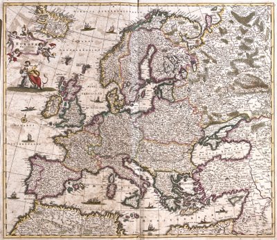 Mapa Europy (akwaforta autorstwa Frederick de Wit