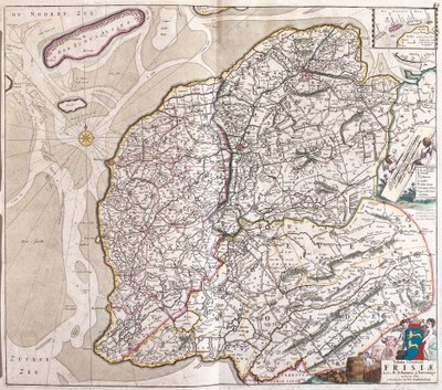 Mapa Fryzji (Niemcy) (akwaforta autorstwa Frederick de Wit