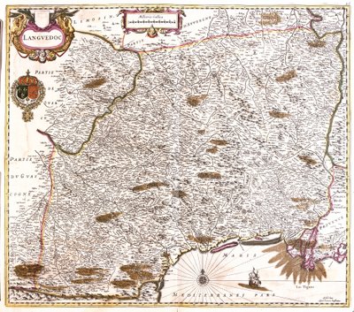 Mapa Langwedocji (Francja) (akwaforta autorstwa Frederick de Wit