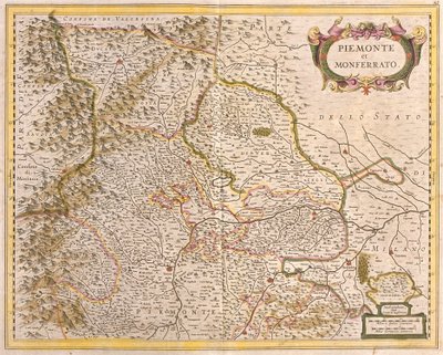 Mapa Piemontu (Włochy) (akwaforta autorstwa Frederick de Wit