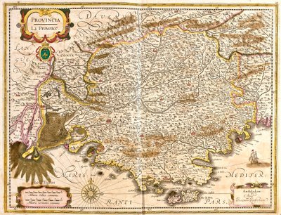 Mapa Prowansji (Francja) (akwaforta autorstwa Frederick de Wit