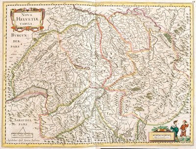 Mapa Szwajcarii (akwaforta autorstwa Frederick de Wit