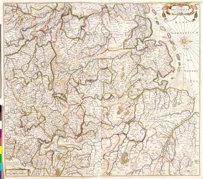 Mapa Westfalii (Niemcy) (akwaforta autorstwa Frederick de Wit